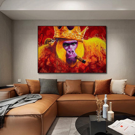 ChandelierDecor - Gorilla King Crowned Canvas Wall Art