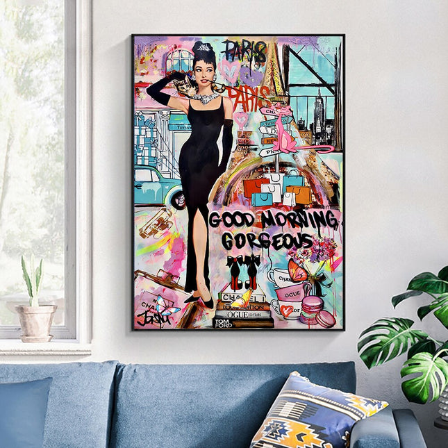 ChandelierDecor - Graffiti Art Hepburn Canvas Wall Art