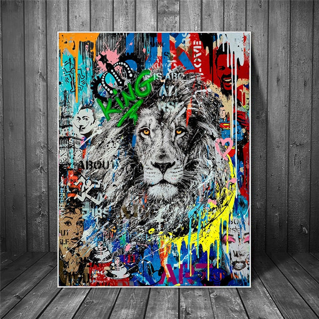 ChandelierDecor - Graffiti Art Lion Canvas Wall Art