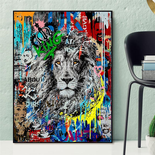 ChandelierDecor - Graffiti Art Lion Canvas Wall Art