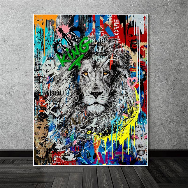 ChandelierDecor - Graffiti Art Lion Canvas Wall Art