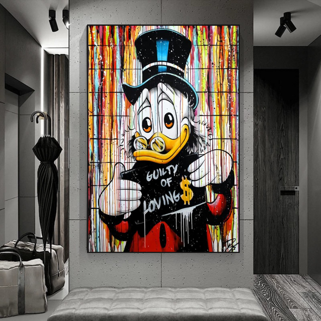 ChandelierDecor - Graffiti Art Scrooge Donald Duck Guilty of Love Canvas Wall Art