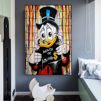 ChandelierDecor - Graffiti Art Scrooge Donald Duck Guilty of Love Canvas Wall Art
