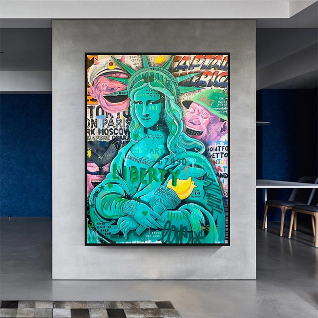 ChandelierDecor - Graffiti Art Sculpture Statue Of Liberty Canvas Wall Art