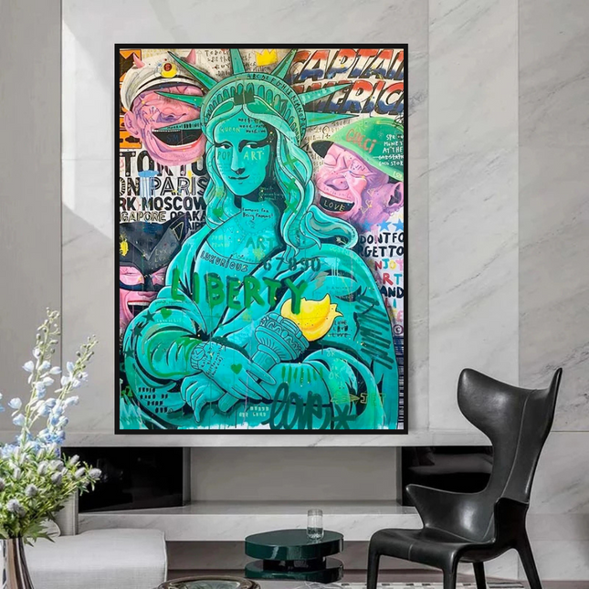 ChandelierDecor - Graffiti Art Sculpture Statue Of Liberty Canvas Wall Art