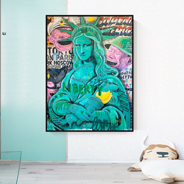 ChandelierDecor - Graffiti Art Sculpture Statue Of Liberty Canvas Wall Art