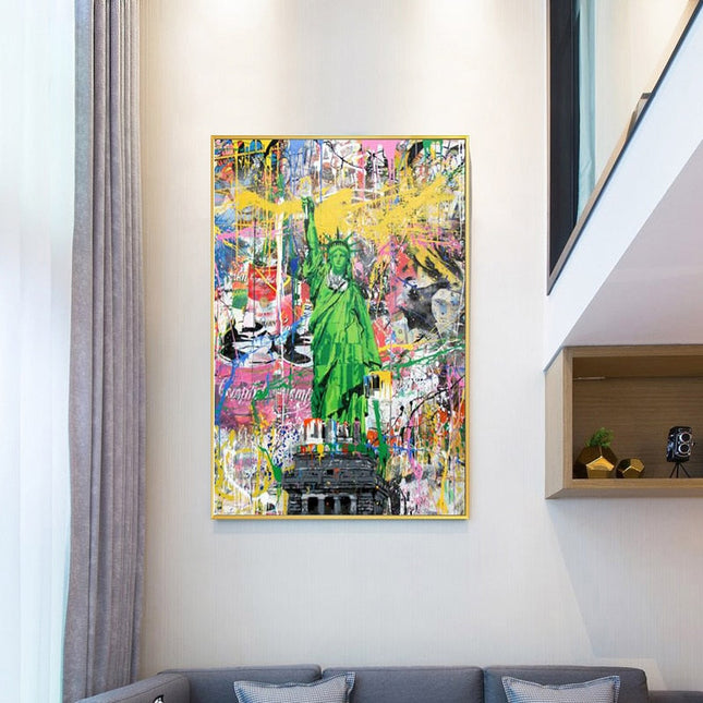 ChandelierDecor - Graffiti Art Statue of Liberty Canvas Wall Art