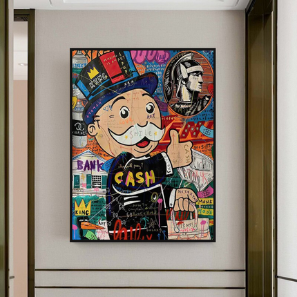 ChandelierDecor - Graffiti Artwork Monopoly Rich Man Canvas Wall Art