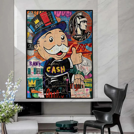 ChandelierDecor - Graffiti Artwork Monopoly Rich Man Canvas Wall Art