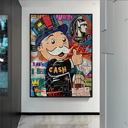 ChandelierDecor - Graffiti Artwork Monopoly Rich Man Canvas Wall Art