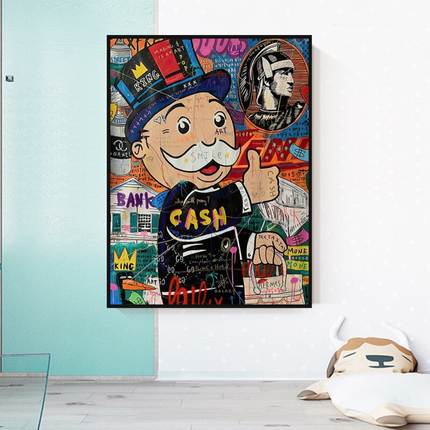 ChandelierDecor - Graffiti Artwork Monopoly Rich Man Canvas Wall Art