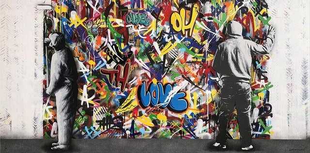 ChandelierDecor - Graffiti Banksy Paintings on The Wall Canvas Wall Art