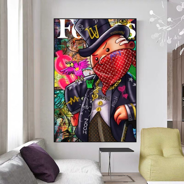 ChandelierDecor - Graffiti Monopoly Rich Man Canvas Wall Art