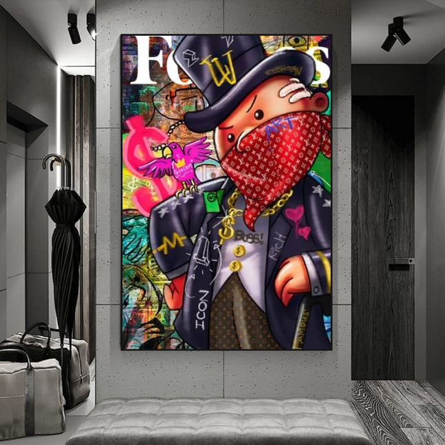 ChandelierDecor - Graffiti Monopoly Rich Man Canvas Wall Art