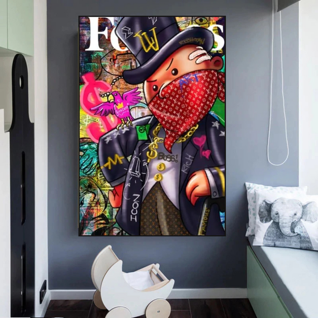 ChandelierDecor - Graffiti Monopoly Rich Man Canvas Wall Art