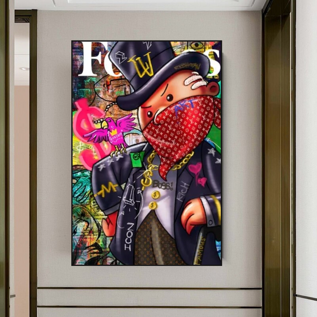 ChandelierDecor - Graffiti Monopoly Rich Man Canvas Wall Art