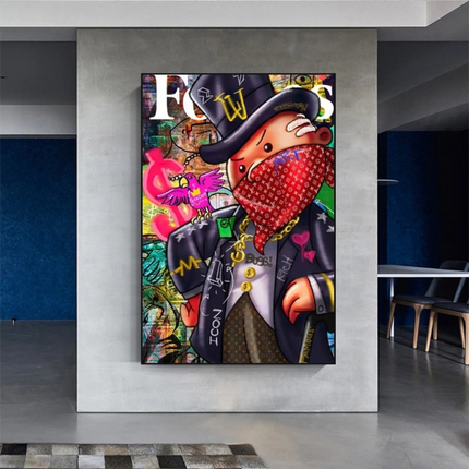 ChandelierDecor - Graffiti Monopoly Rich Man Canvas Wall Art
