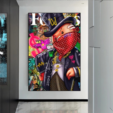 ChandelierDecor - Graffiti Monopoly Rich Man Canvas Wall Art
