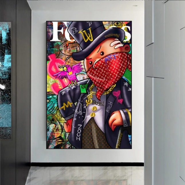 ChandelierDecor - Graffiti Monopoly Rich Man Canvas Wall Art