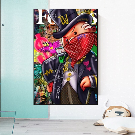 ChandelierDecor - Graffiti Monopoly Rich Man Canvas Wall Art