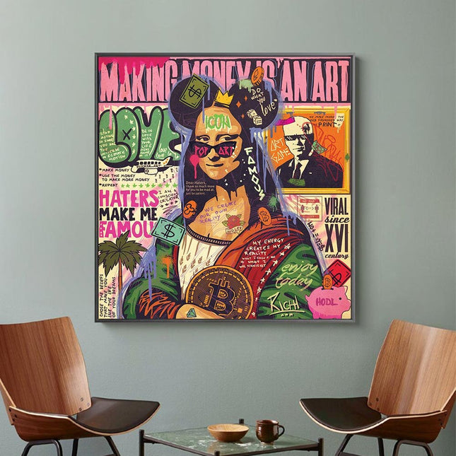 ChandelierDecor - Graffiti Pop Wall Art Lovers Kiss Canvas Wall Art