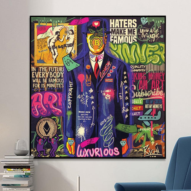 ChandelierDecor - Graffiti Pop Wall Art Lovers Kiss Canvas Wall Art