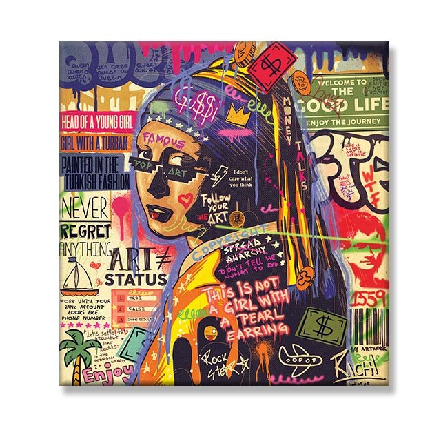 ChandelierDecor - Graffiti Pop Wall Art Lovers Kiss Canvas Wall Art