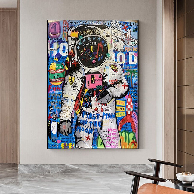 ChandelierDecor - Graffiti Street Art Astronaut Canvas Wall Art