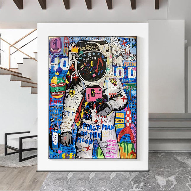 ChandelierDecor - Graffiti Street Art Astronaut Canvas Wall Art