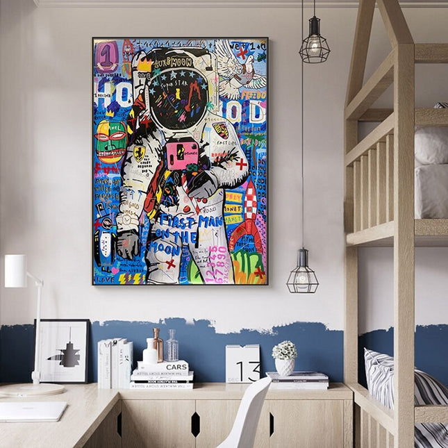 ChandelierDecor - Graffiti Street Art Astronaut Canvas Wall Art