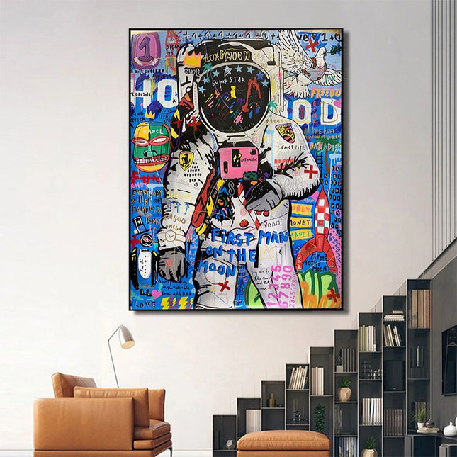 ChandelierDecor - Graffiti Street Art Astronaut Canvas Wall Art