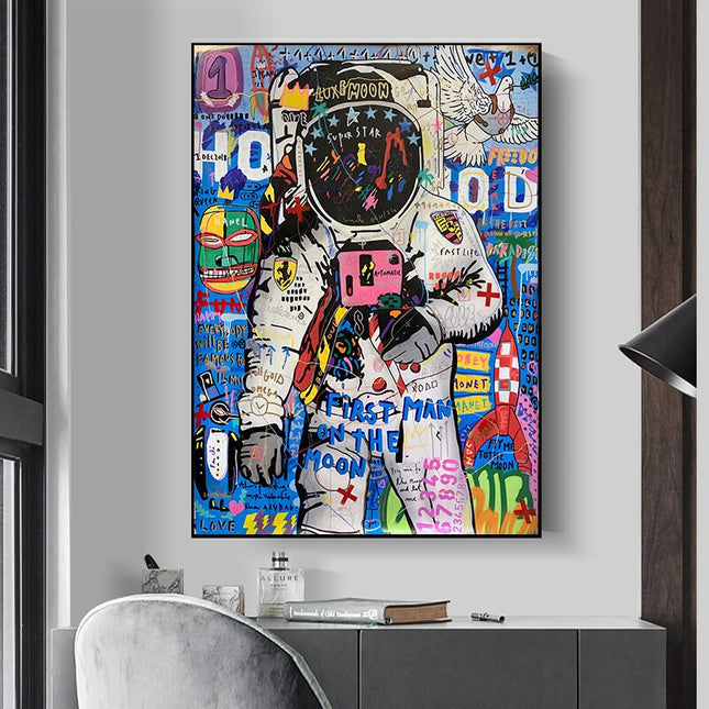 ChandelierDecor - Graffiti Street Art Astronaut Canvas Wall Art