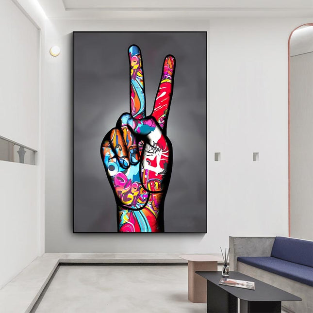ChandelierDecor - Graffiti Victory Hand Gesture Canvas Wall Art