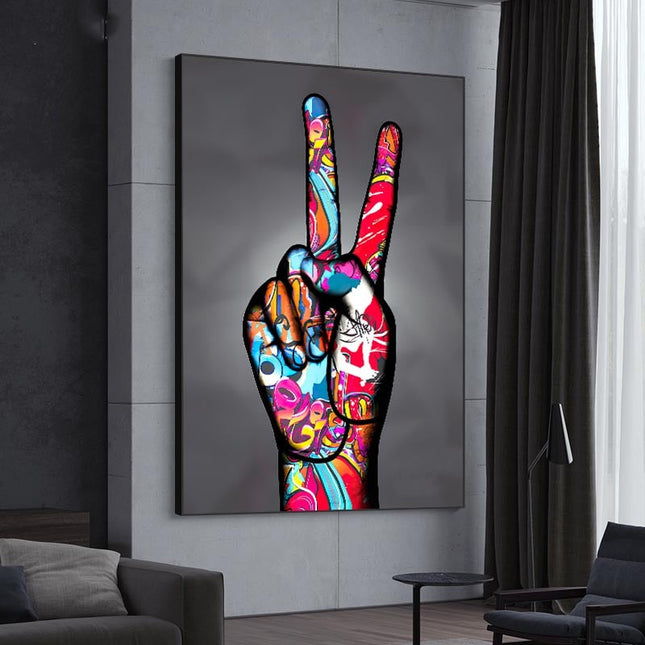 ChandelierDecor - Graffiti Victory Hand Gesture Canvas Wall Art