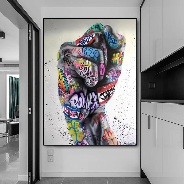ChandelierDecor - Hand Fist Gesture Graffiti Canvas Wall Art