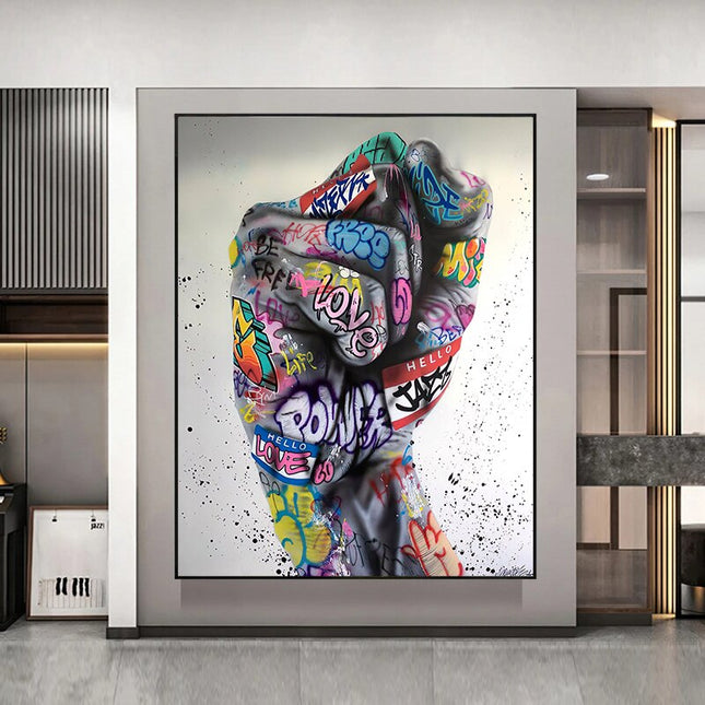 ChandelierDecor - Hand Fist Gesture Graffiti Canvas Wall Art