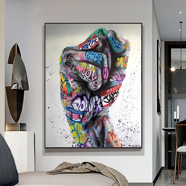 ChandelierDecor - Hand Fist Gesture Graffiti Canvas Wall Art