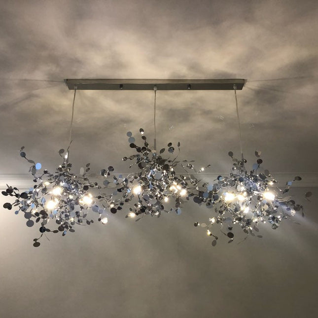ChandelierDecor - Handmade Stainless Steel Leaf Chandelier Lamp for Living Room/Bedroom Home Decor Lighting