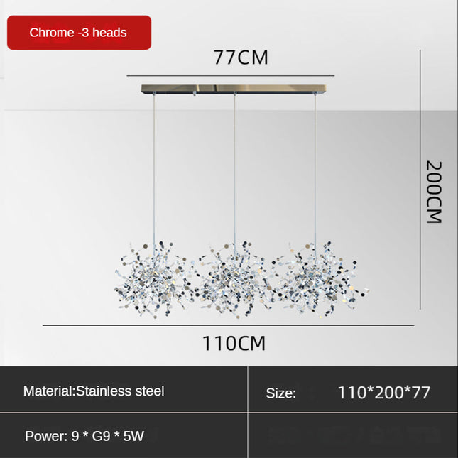 ChandelierDecor - Handmade Stainless Steel Leaf Chandelier Lamp for Living Room/Bedroom Home Decor Lighting