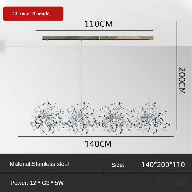 ChandelierDecor - Handmade Stainless Steel Leaf Chandelier Lamp for Living Room/Bedroom Home Decor Lighting