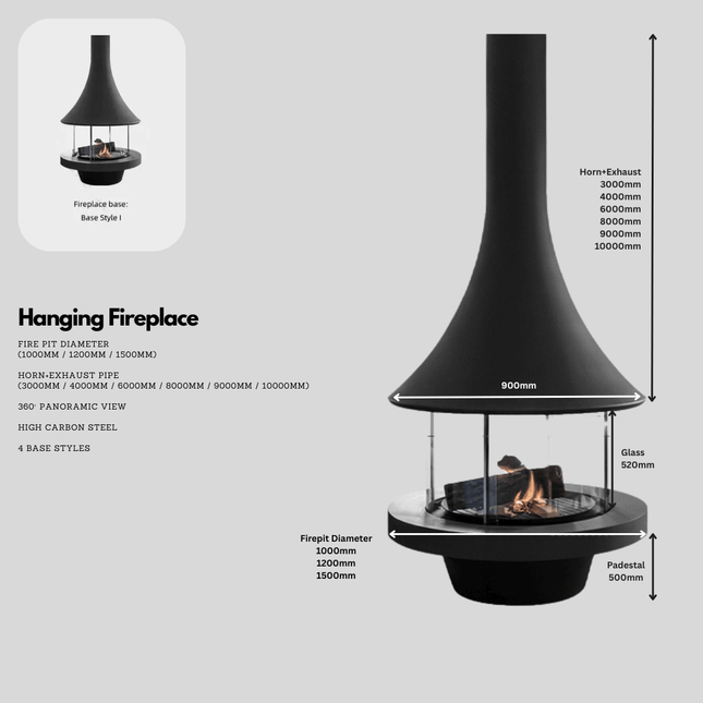ChandelierDecor - Hanging Fireplace – 360° View, Hanging