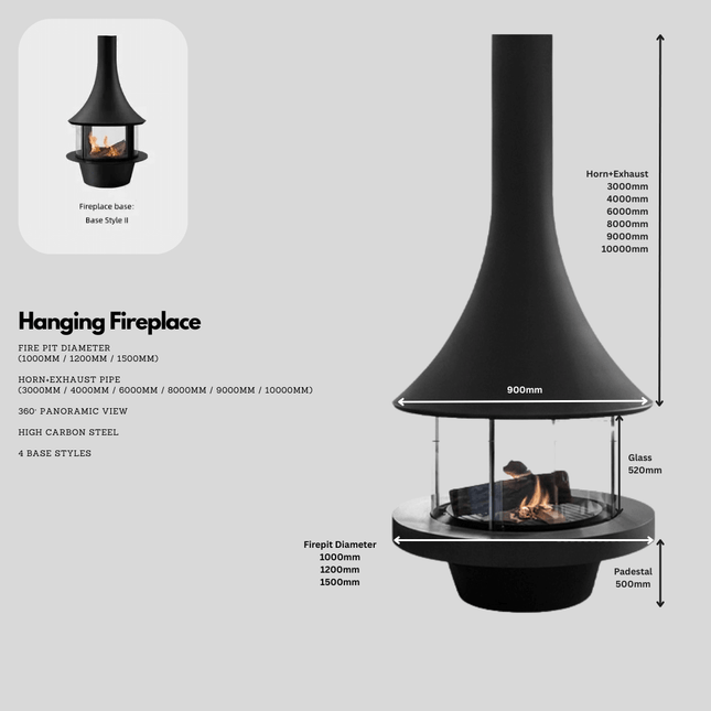 ChandelierDecor - Hanging Fireplace – 360° View, Hanging
