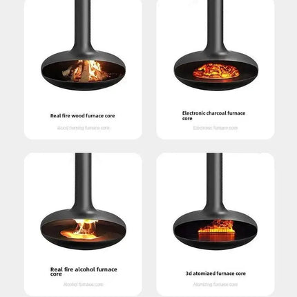 ChandelierDecor-Hanging Fireplace – 360° View, Hanging
