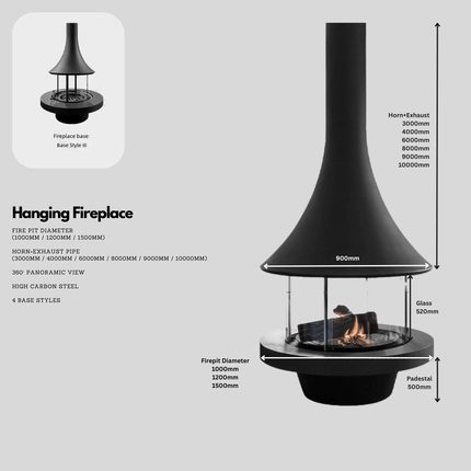 ChandelierDecor-Hanging Fireplace – 360° View, Hanging