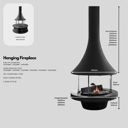 ChandelierDecor-Hanging Fireplace – 360° View, Hanging
