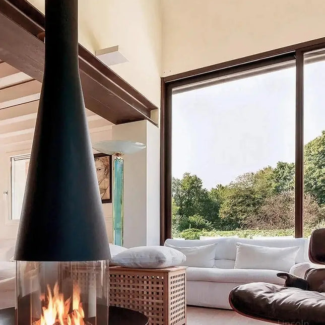 Firewood Atomised Suspension Hanging Gas Fireplace for Villas and Mansions-Fireplaces