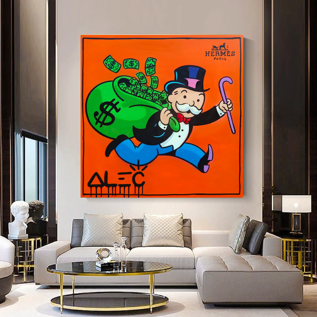 ChandelierDecor - Hermes Money Bags - Mr Monopoly Canvas Wall Art