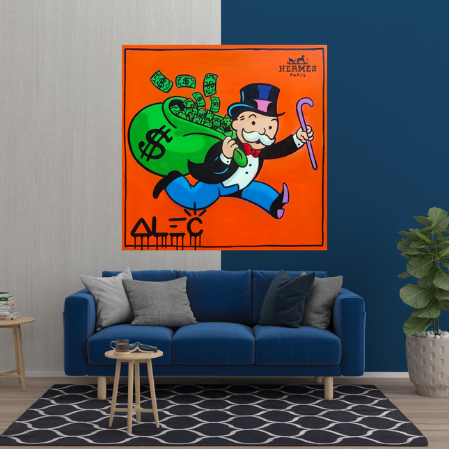 ChandelierDecor - Hermes Money Bags - Mr Monopoly Canvas Wall Art