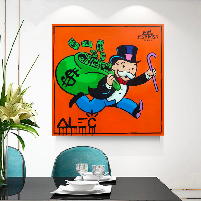ChandelierDecor - Hermes Money Bags - Mr Monopoly Canvas Wall Art