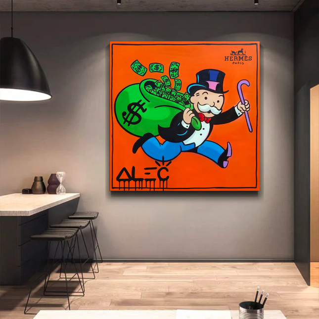 ChandelierDecor - Hermes Money Bags - Mr Monopoly Canvas Wall Art